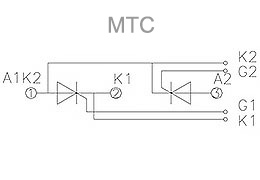파워 사이리스터 모듈 MTC의 연결 다이어그램