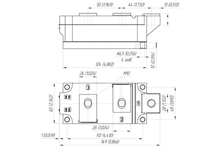 사이리스터 다이오드 모듈의 치수 MT/D3-540-18-A2